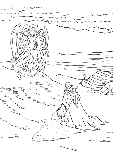 Abraham And The Three Angels Coloring Page